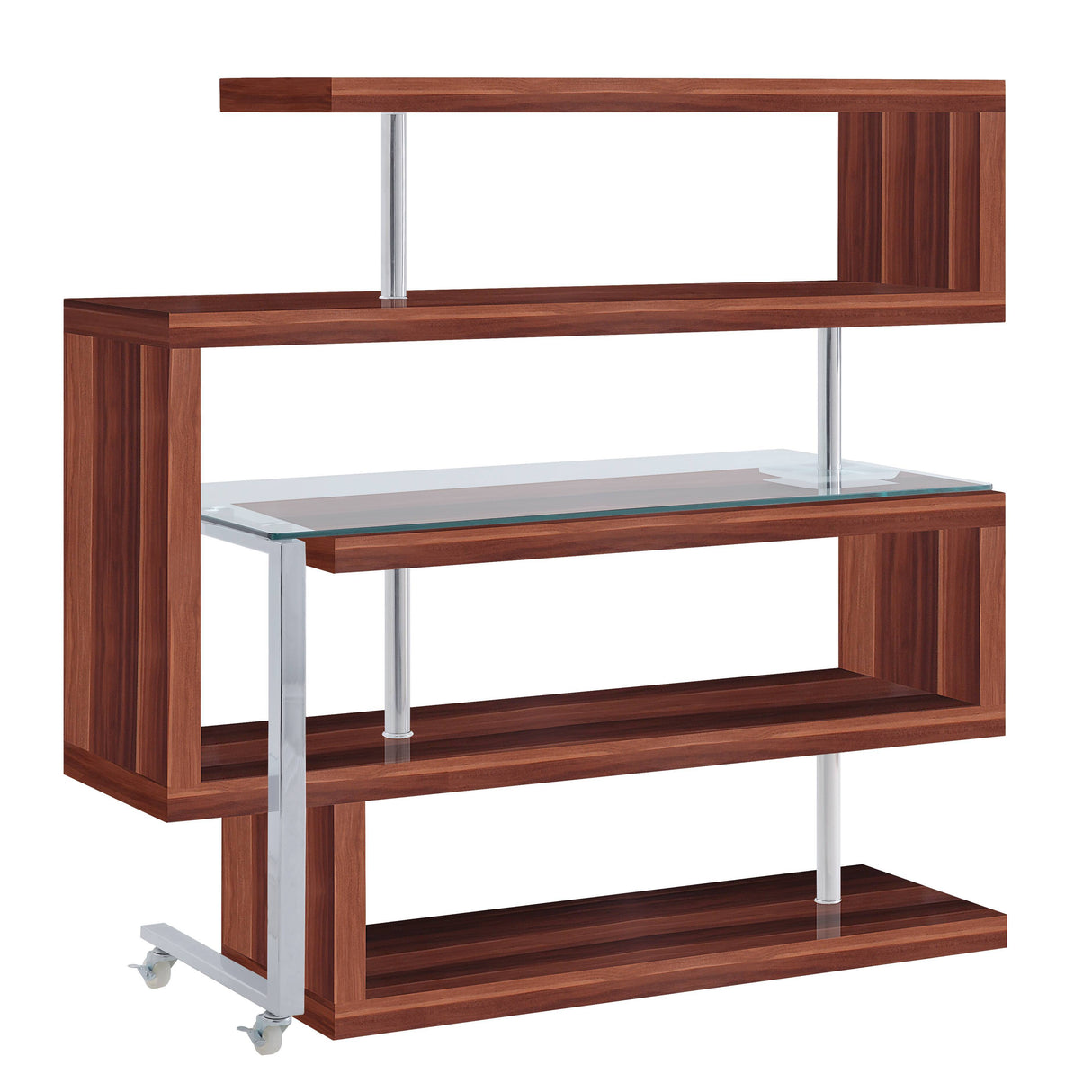Buck II - Clear Glass, Chrome High Gloss Writing Desk With Shelf by Urban Nest | Bel Furniture