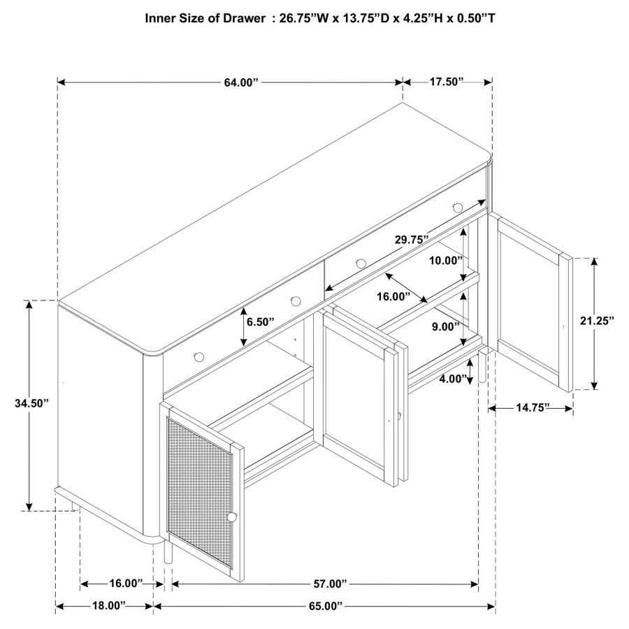 Arini - Cane Door Dining Sideboard Server by Coaster Fine Furniture | Bel Furniture