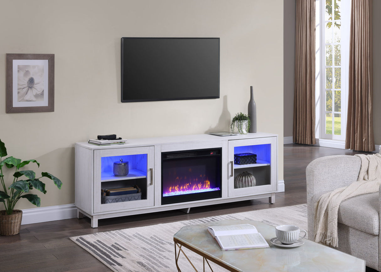 Summit - TV Stand Console With Fireplace - White Walnut Finish by Lilola Home | Bel Furniture