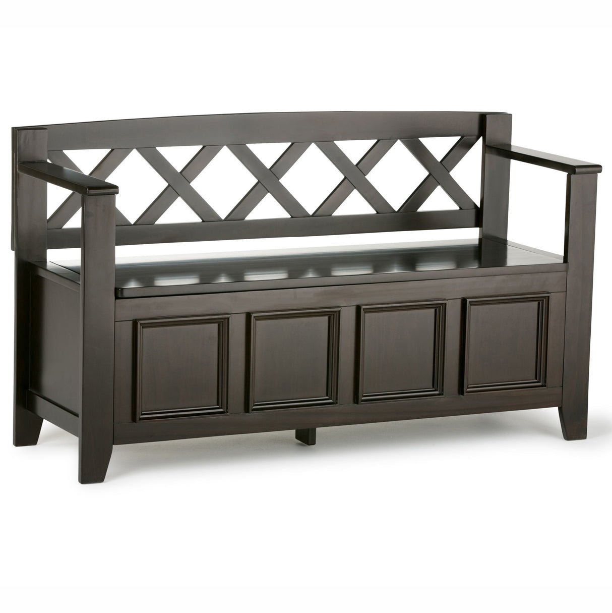 Amherst - Entryway Storage Bench - Hickory Brown by Simpli-Home | Bel Furniture