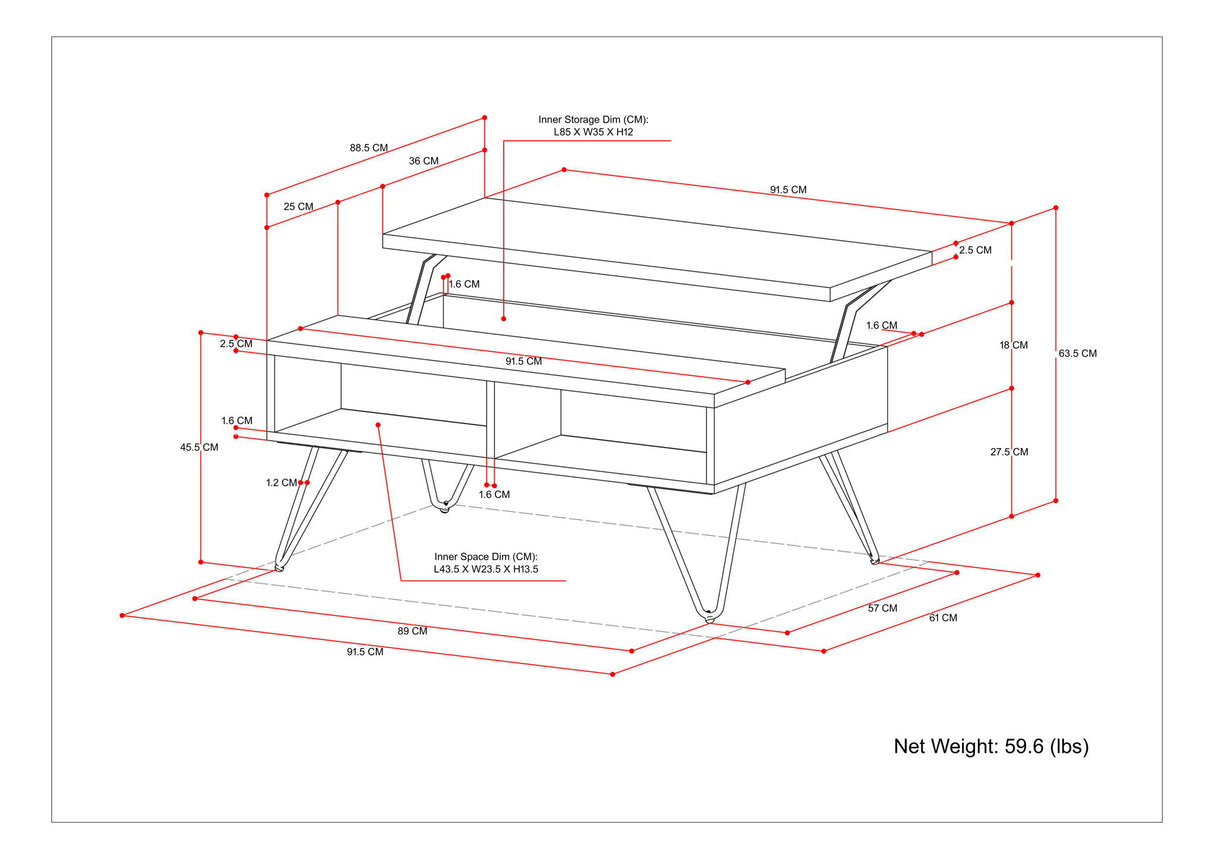 Hunter - Handcrafted Lift Top Coffee Table