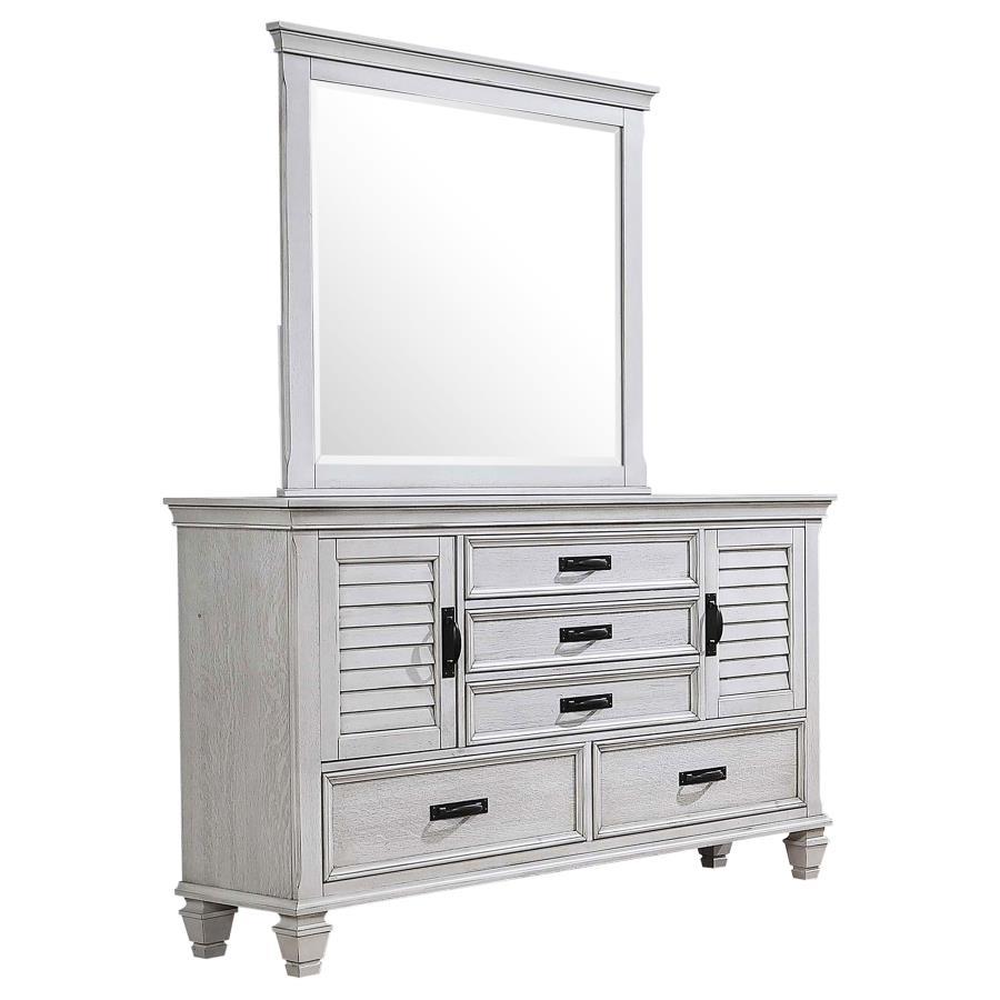 Franco - 5-Drawer Dresser With Mirror White by CoasterEssence | Bel Furniture