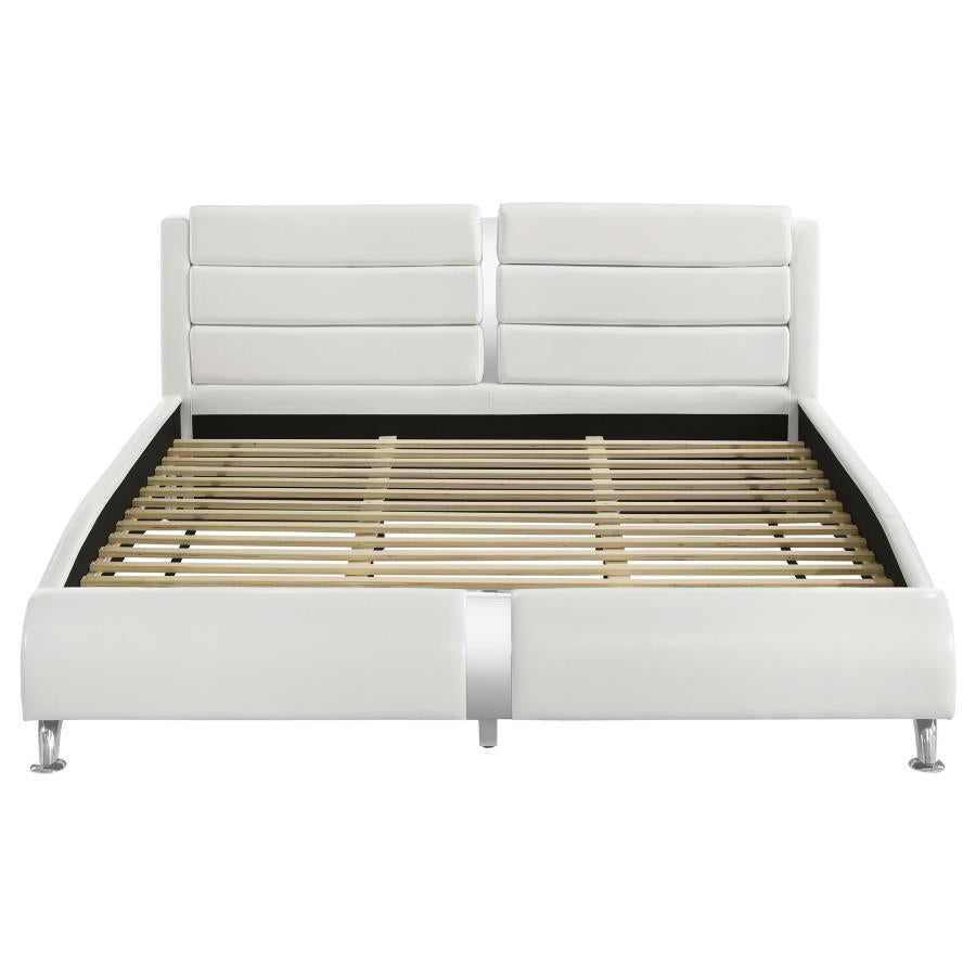 Jeremaine Upholstered Eastern King Sleigh Bed White