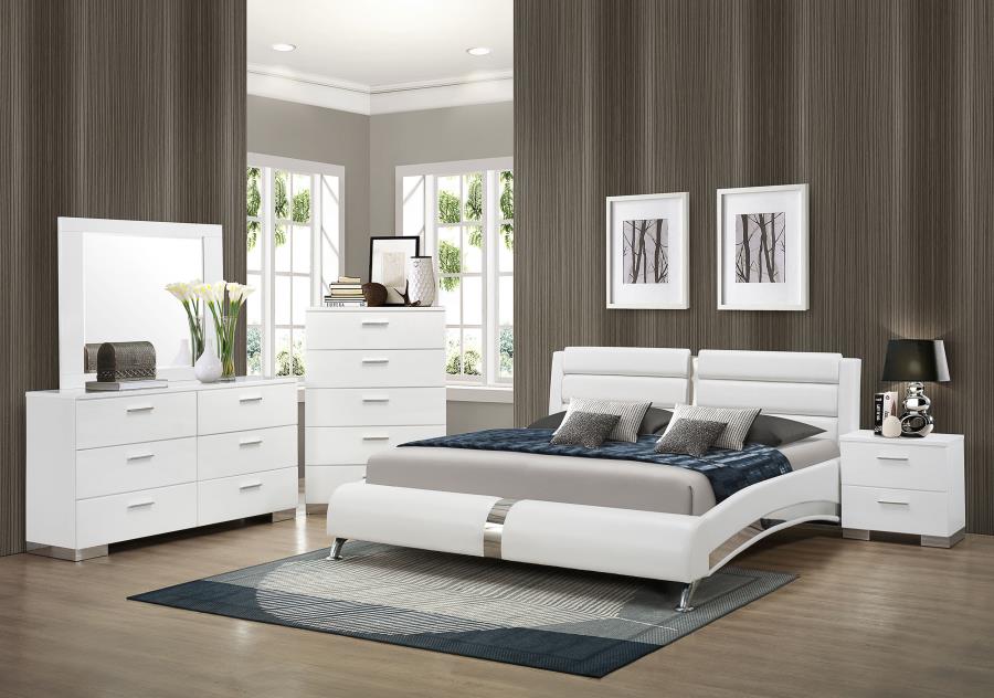 Jeremaine Upholstered Eastern King Sleigh Bed White