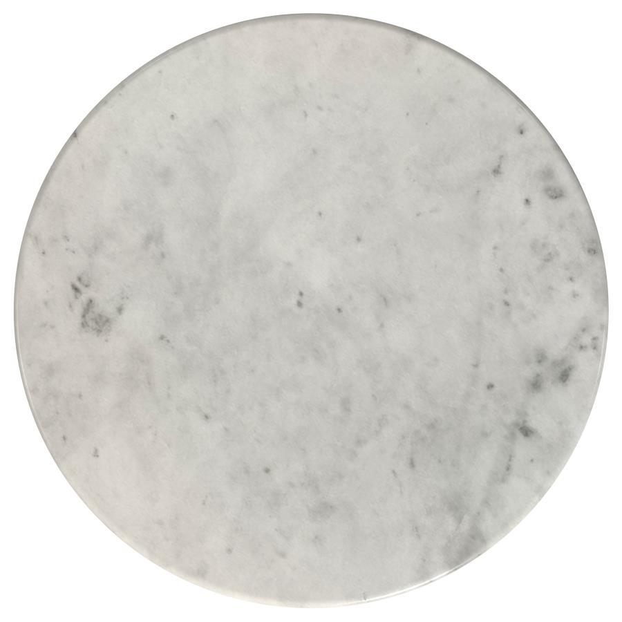 Hermas - Round Genuine Marble Top Metal End Side Table - White by Coaster Fine Furniture | Bel Furniture