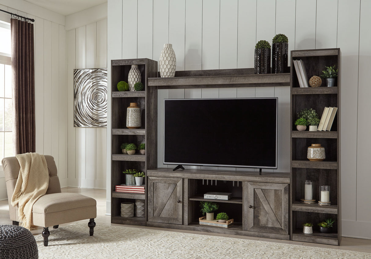 Wynnlow - Gray - 4-Piece Entertainment Center With LG TV Stand W/Fireplace Option by Signature Design by Ashley® | Bel Furniture