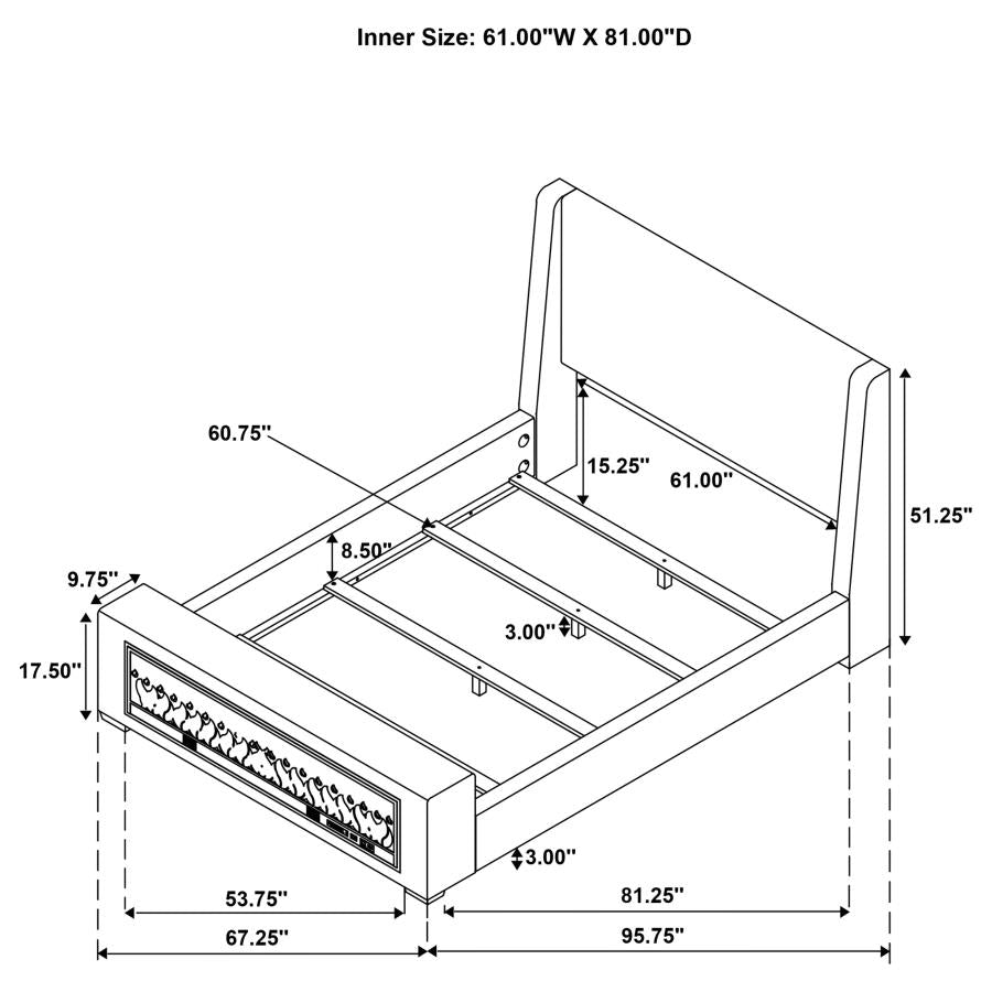 Preston - Upholstered Audio Flame Visualizer Bed