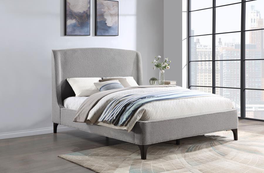 Mosby Upholstered Wingback Bed Grey
