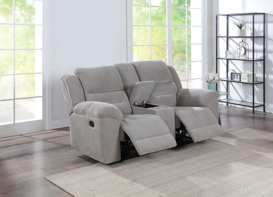 Gilson - Chenille Upholstered Reclining Loveseat - Gray by Coaster Fine Furniture | Bel Furniture