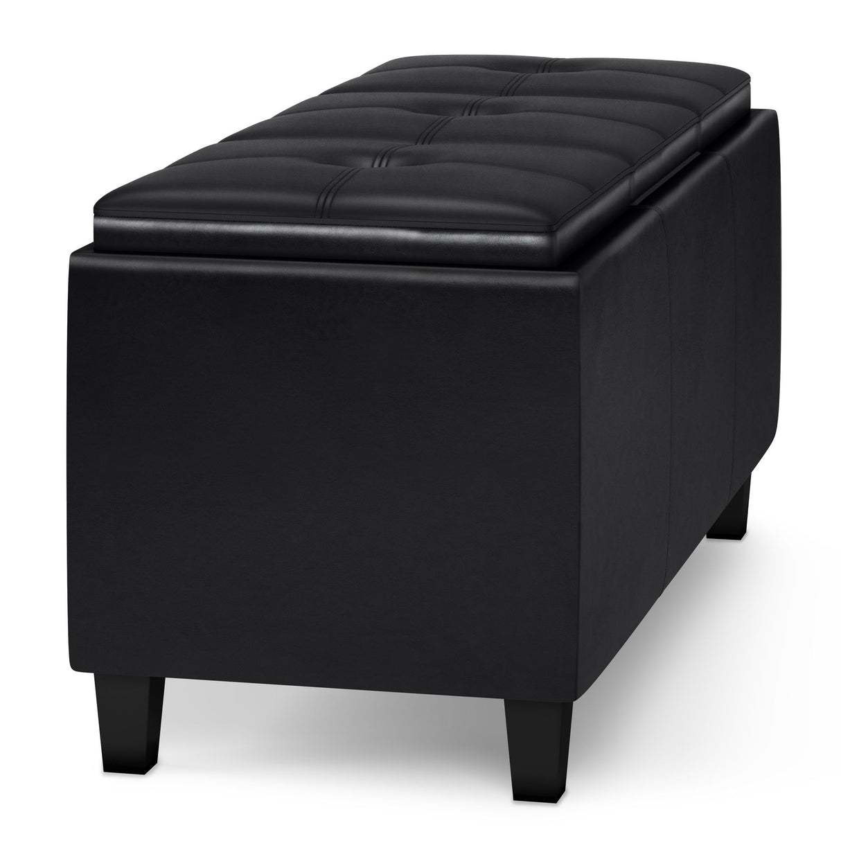 Avalon - Tray Storage Ottoman With Lift Up Lids - Midnight Black by Simpli-Home | Bel Furniture