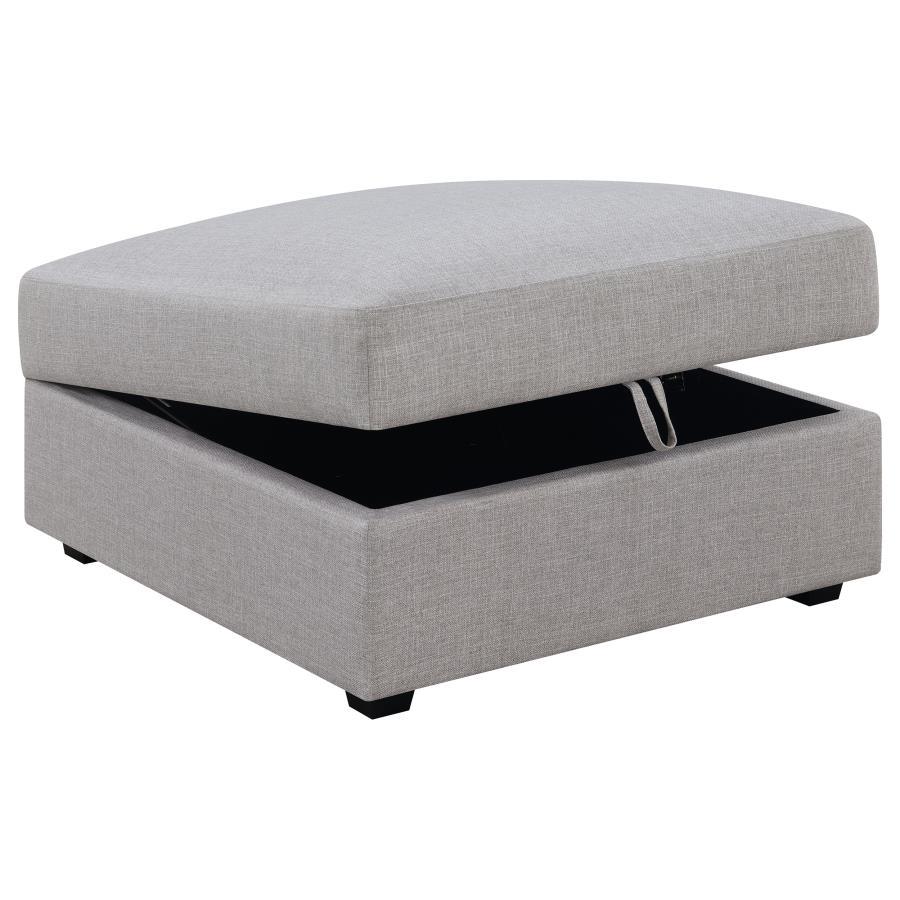 Cambria - Square Upholstered Storage Ottoman - Gray by CoasterElevations | Bel Furniture