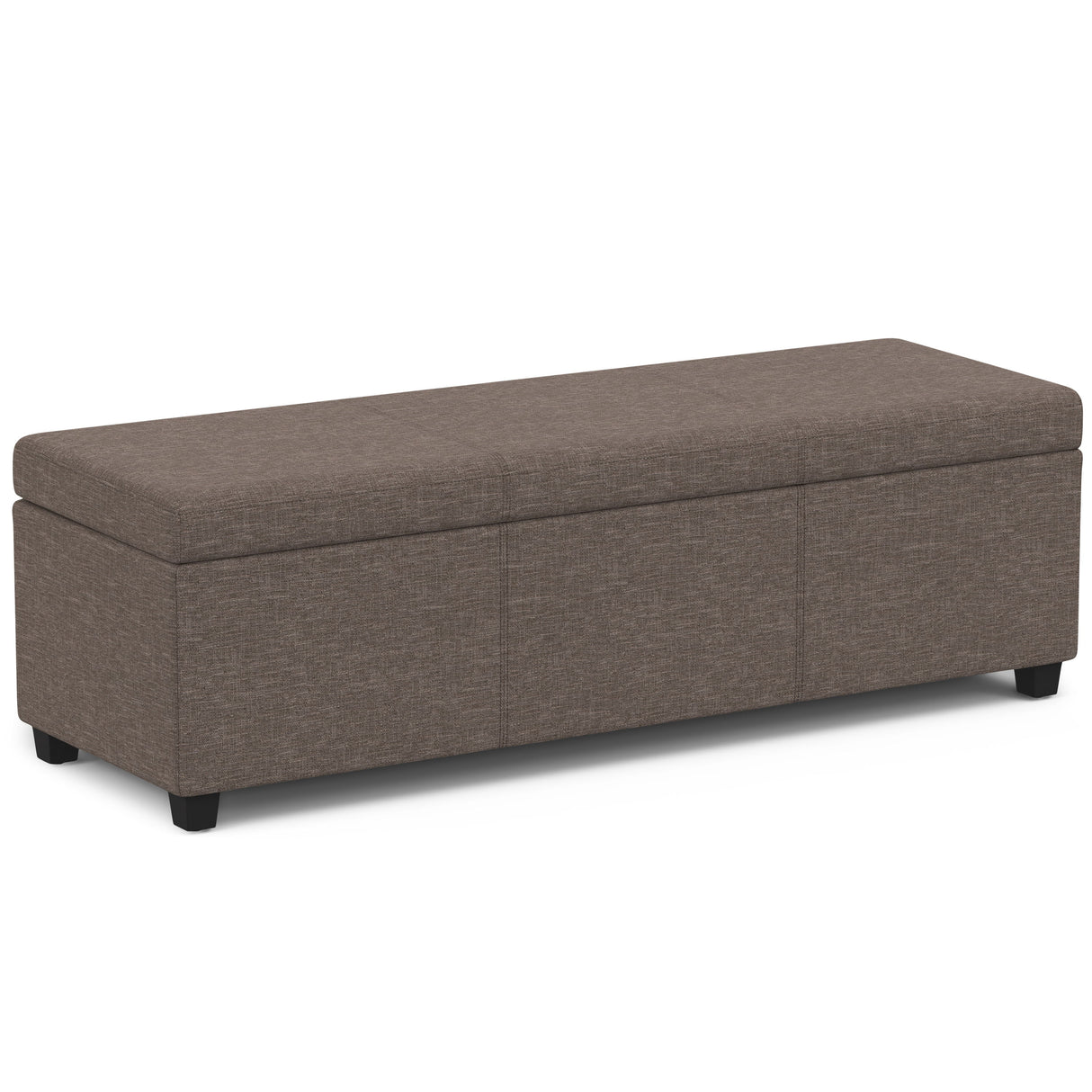 Avalon - Multifunctional Storage Ottoman Bench Dark Brown 53.9"W x 18"D x 16.1"H Fabric by Simpli-Home | Bel Furniture