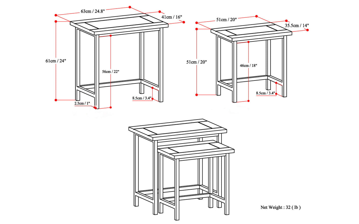 Skyler - 2 Piece Nesting Side Table - Dark Cognac Brown by Simpli-Home | Bel Furniture