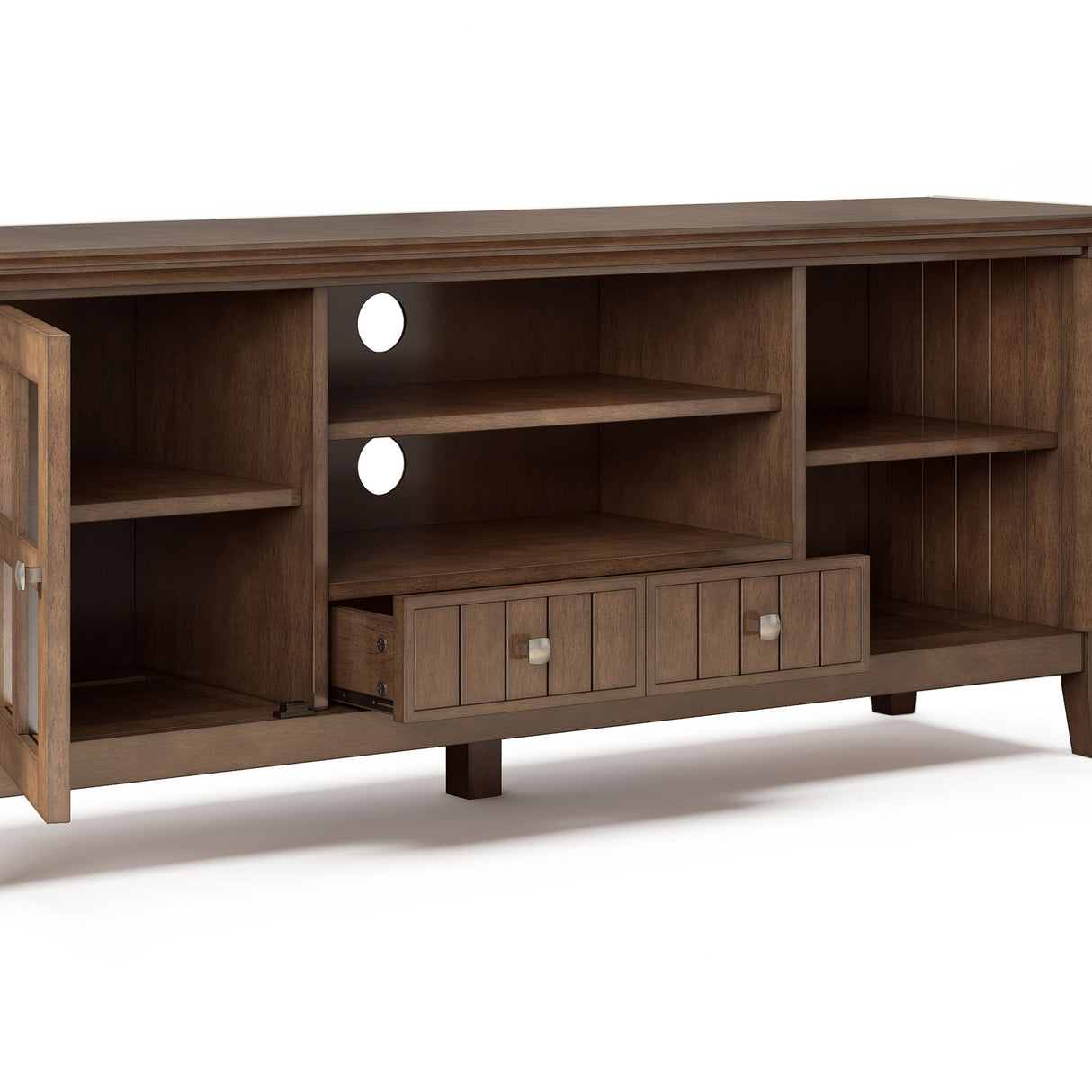 Acadian - TV Media Stand - Rustic Natural Aged Brown by Simpli-Home | Bel Furniture
