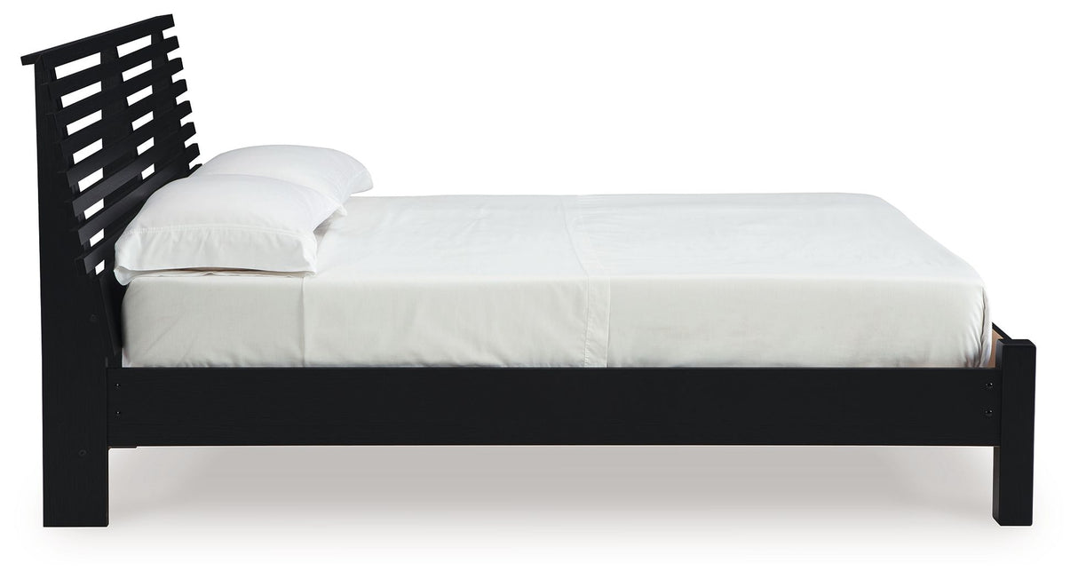 Danziar - Full Slat Panel Bed With Low Footboard - Black