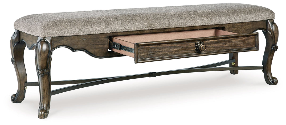 Maylee - Dark Brown - Upholstered Storage Bench by Signature Design by Ashley® | Bel Furniture
