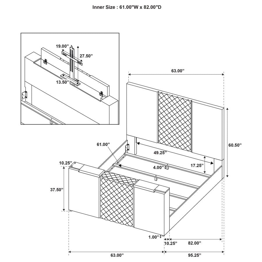 Tara - Upholstered Panel TV Bed