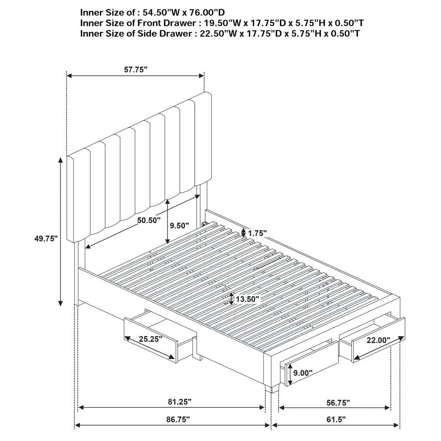 Wheatland - 4-Drawer Upholstered Storage Bed