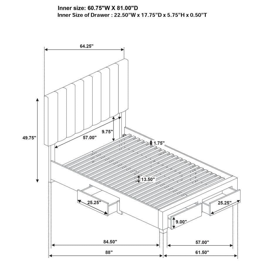 Wheatland - 4-Drawer Upholstered Storage Bed