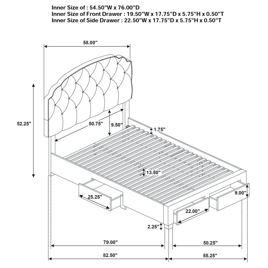 Marianna - 4-Drawer Upholstered Storage Bed