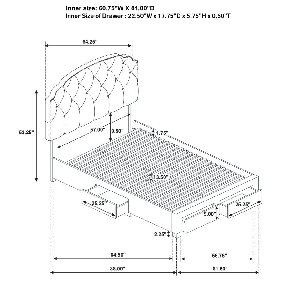Marianna - 4-Drawer Upholstered Storage Bed