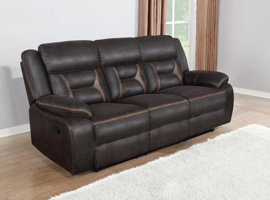 Greer - Upholstered Motion Reclining Sofa by CoasterEveryday | Bel Furniture