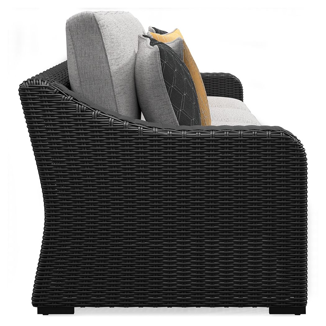 Beachcroft - Black / Light Gray - 2-Piece Outdoor Loveseat with Cushion by Signature Design by Ashley® | Bel Furniture