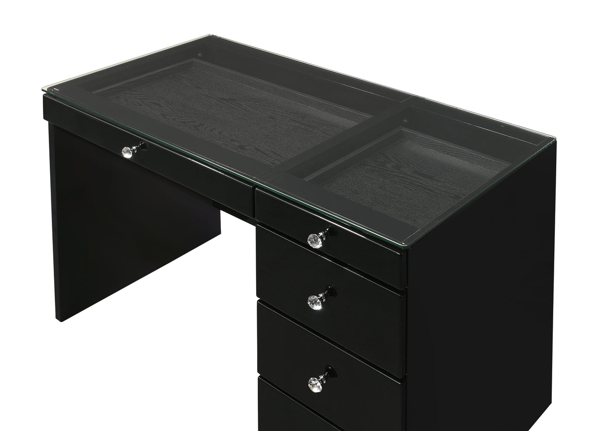 Morgan - Vanity Desk With Glass Top And Led Mirror by Crown Mark | Bel Furniture