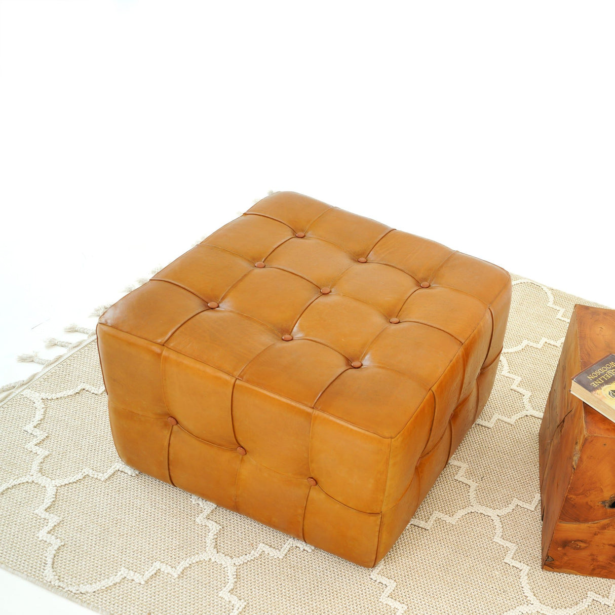 Benjiro - Square Ottoman - Tan by Ashcroft Furniture | Bel Furniture