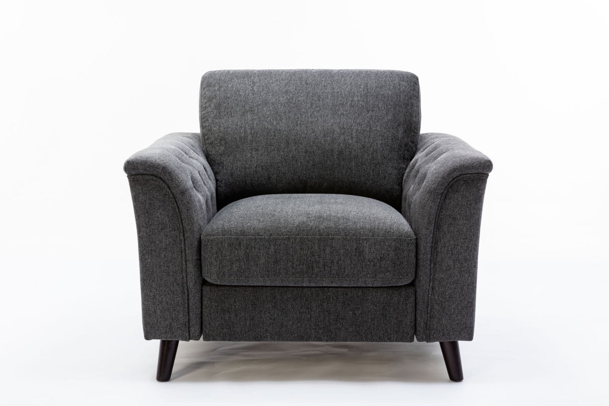 Stanton - Linen Chair With Tufted Arms - Dark Gray by Lilola Home | Bel Furniture