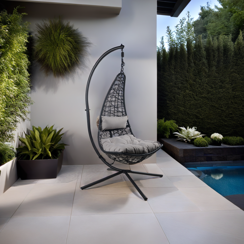 3 Piece Outdoor Wicker Hanging Chair by Mollai Collections | Bel Furniture