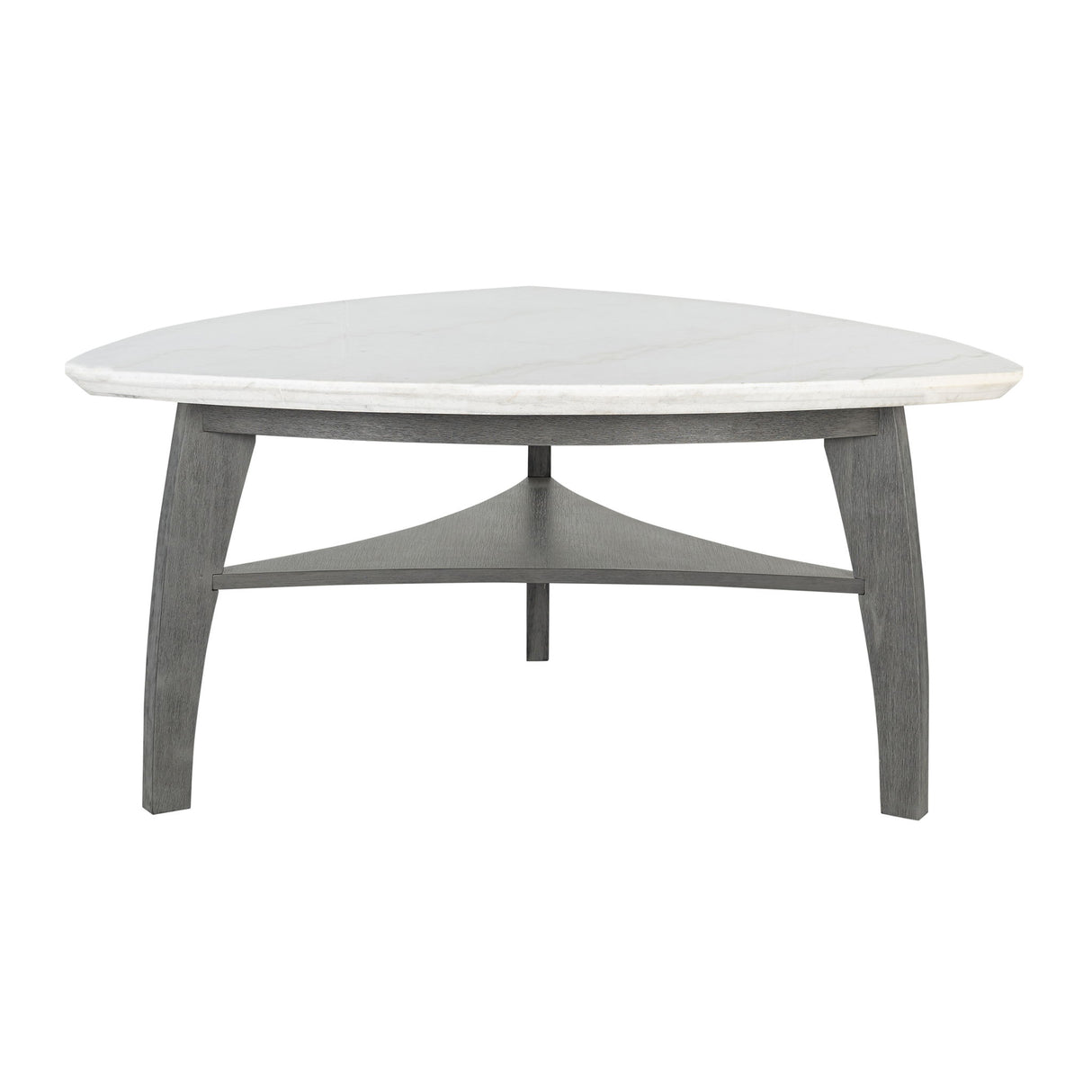 Jasmine - Bar Table With Arched Legs And Marble Top, Triangular Shape - Gray