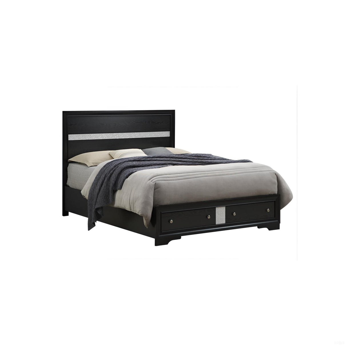 Madrid - Queen Bed With Storage Drawers And Nickel Handles - Black by Glory Furniture | Bel Furniture