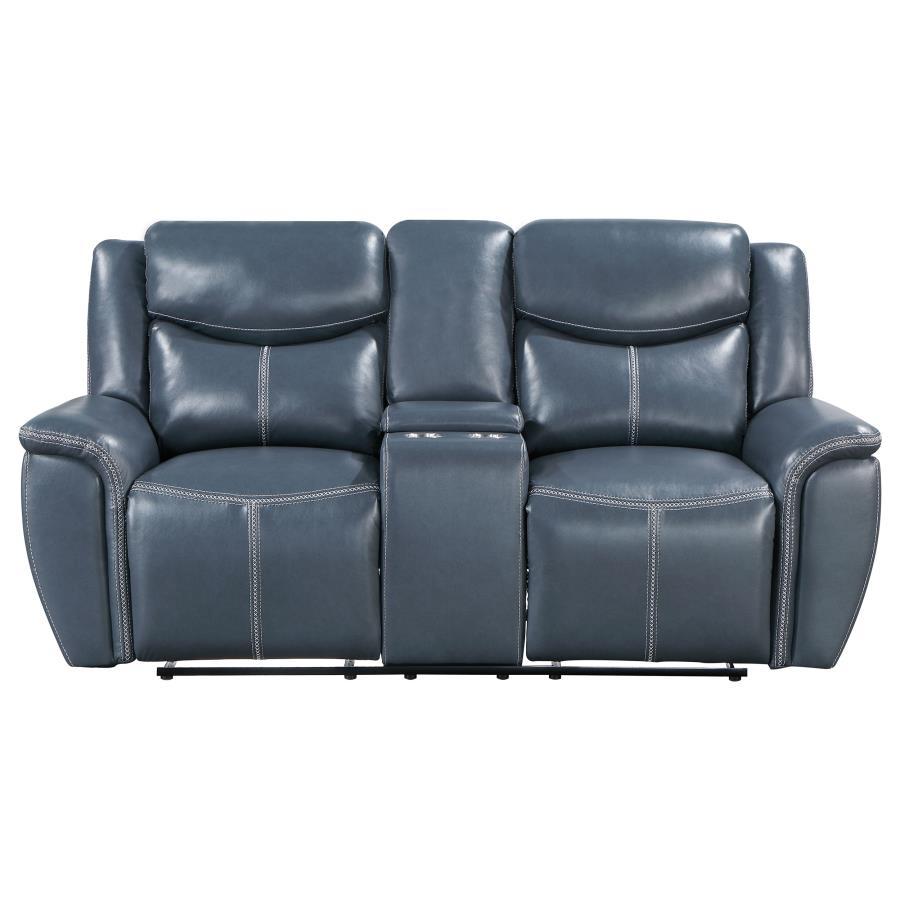 Sloane - Upholstered Padded Arm Reclining Loveseat - Blue by Coaster Fine Furniture | Bel Furniture