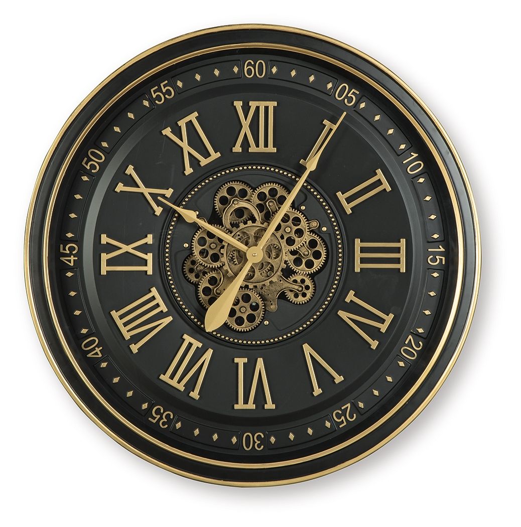 Dairton - Black / Gold Finish - Wall Clock by Signature Design by Ashley® | Bel Furniture