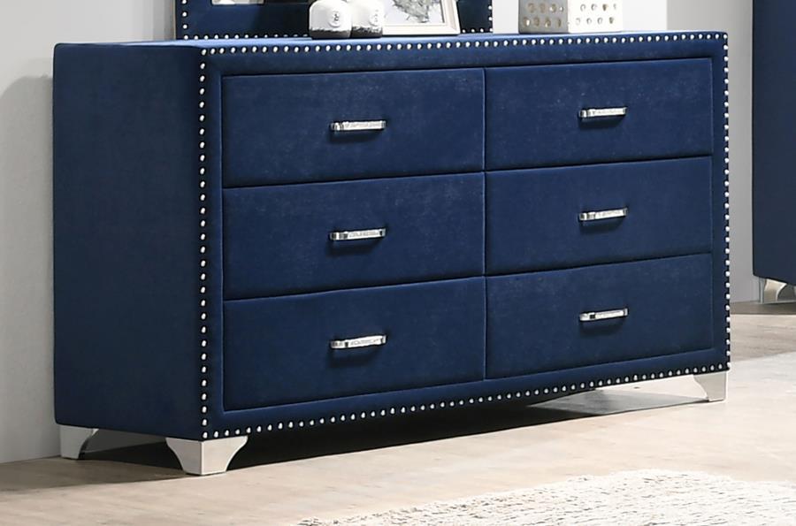 Melody - 6-Drawer Upholstered Dresser by CoasterEveryday | Bel Furniture