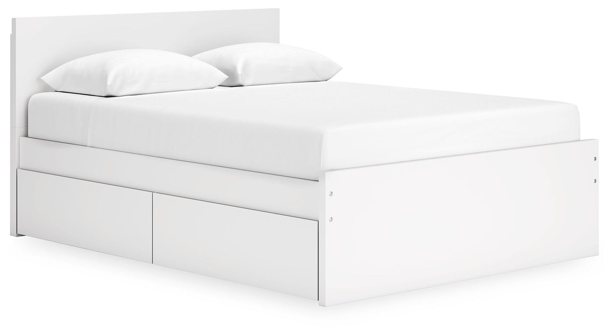 Onita - Panel Platform Bed With Storage White Queen 2 Side Storage by Signature Design by Ashley® | Bel Furniture