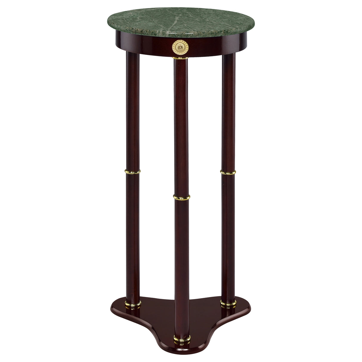 Edite - Round Marble Top Accent Side Table - Merlot