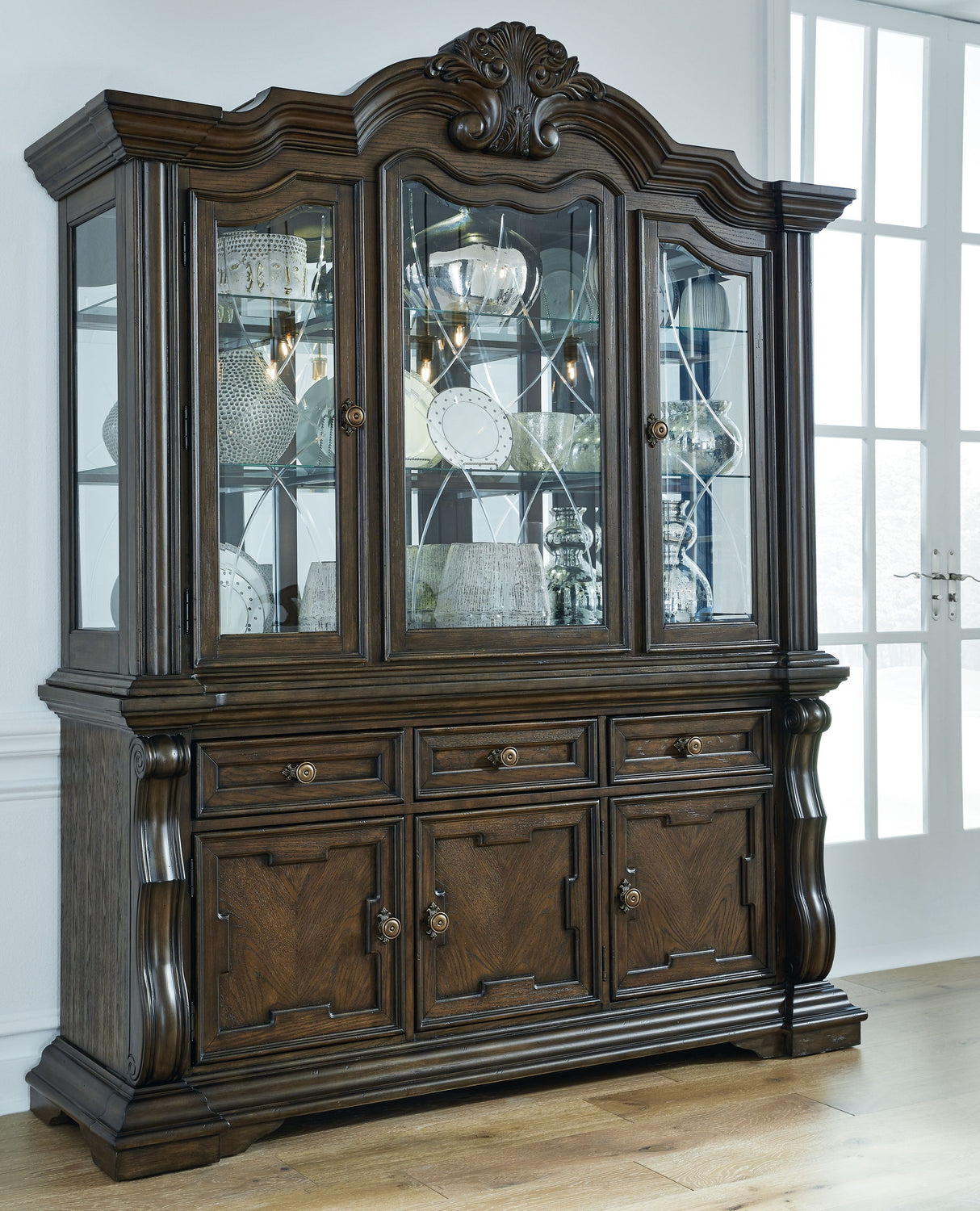 Maylee - Dark Brown - Dining Buffet And Hutch by Signature Design by Ashley® | Bel Furniture