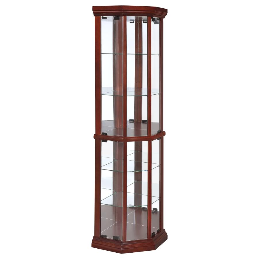 Appledale - 6-Shelf Corner Curio Display Cabinet - Medium Brown