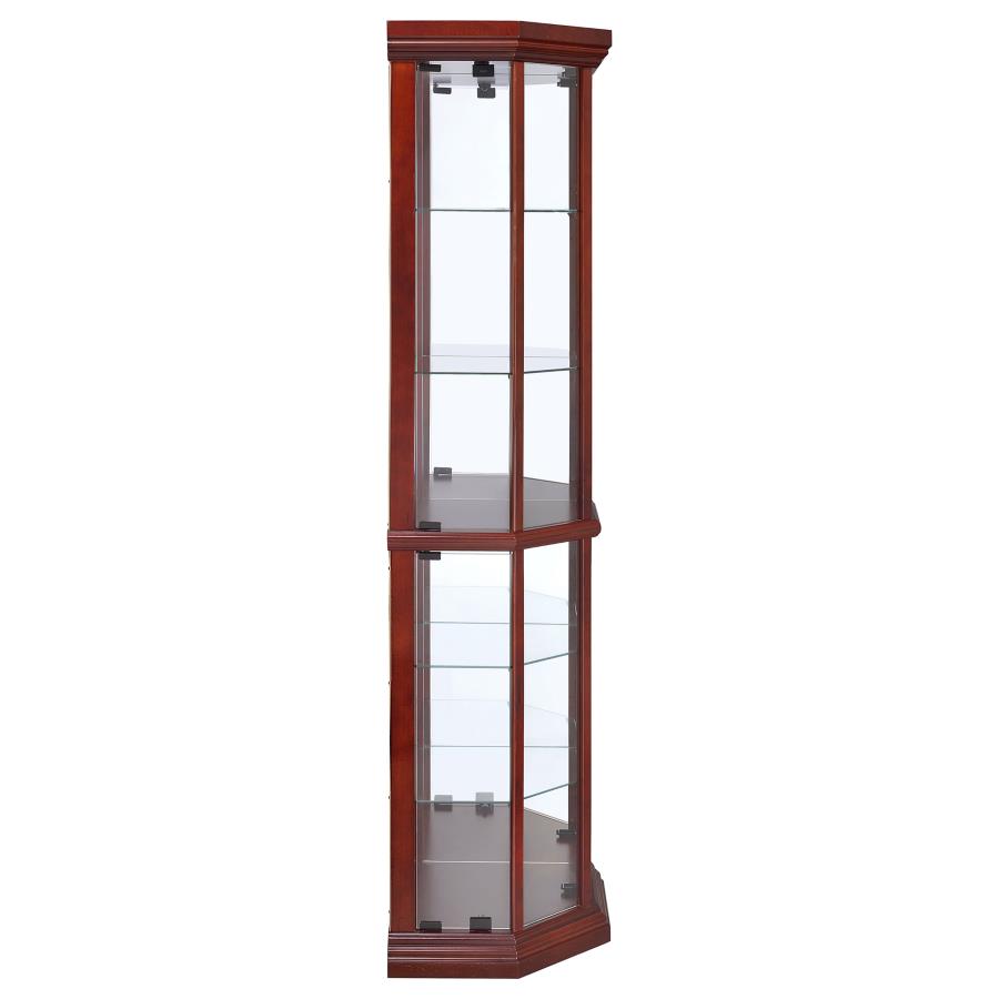 Appledale - 6-Shelf Corner Curio Display Cabinet - Medium Brown