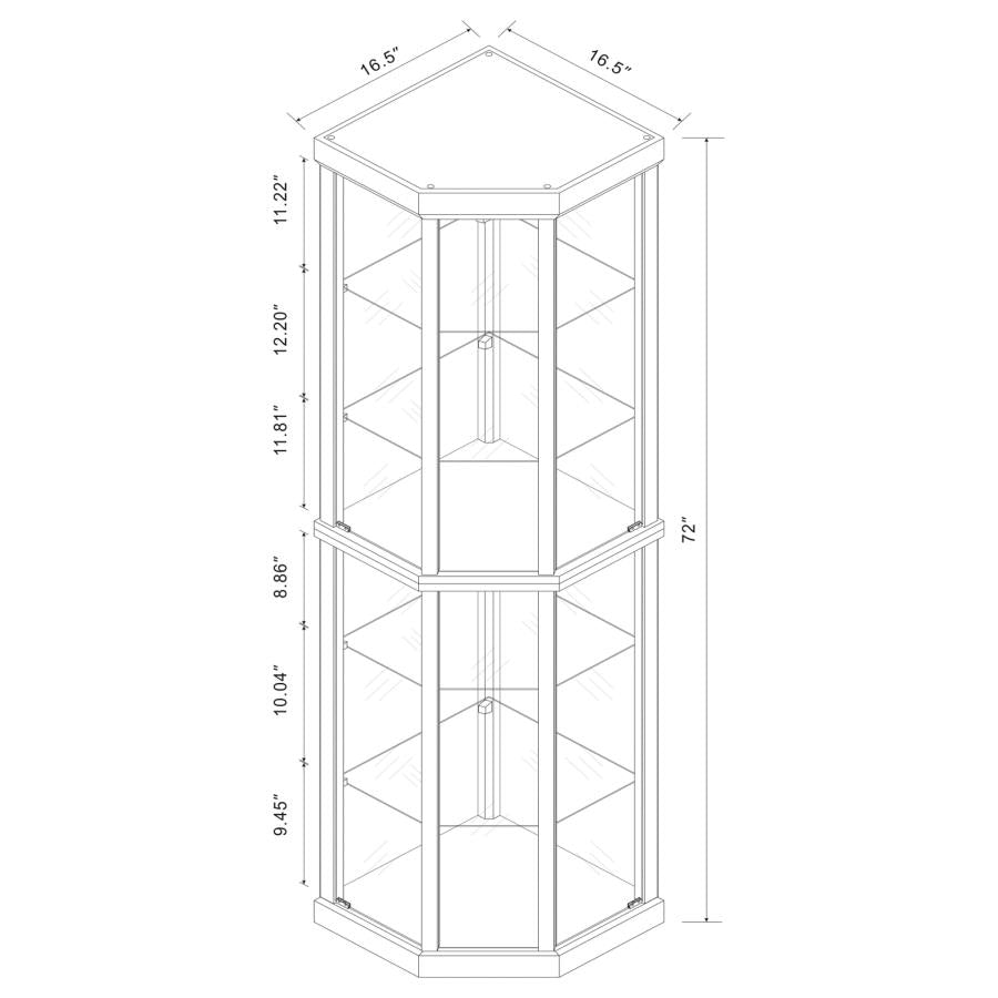Appledale - 6-Shelf Corner Curio Display Cabinet - Medium Brown