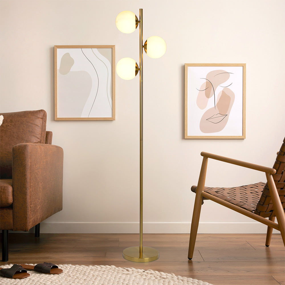 Brilliance - Modern Floor Lamp, Opal Shades And Round Base - Clear / Gold by Ashcroft Furniture | Bel Furniture