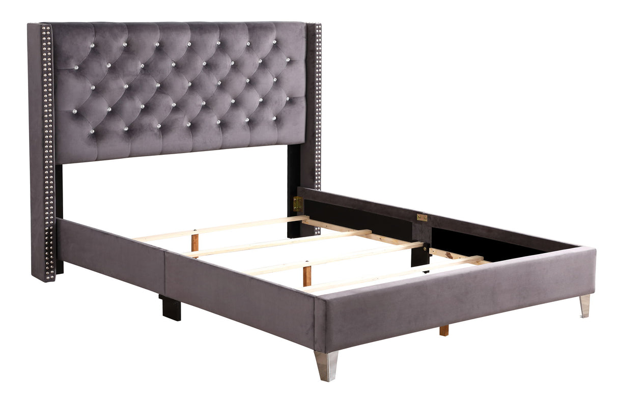 Upholstered Nailhead Trim Chic Bed - view 14