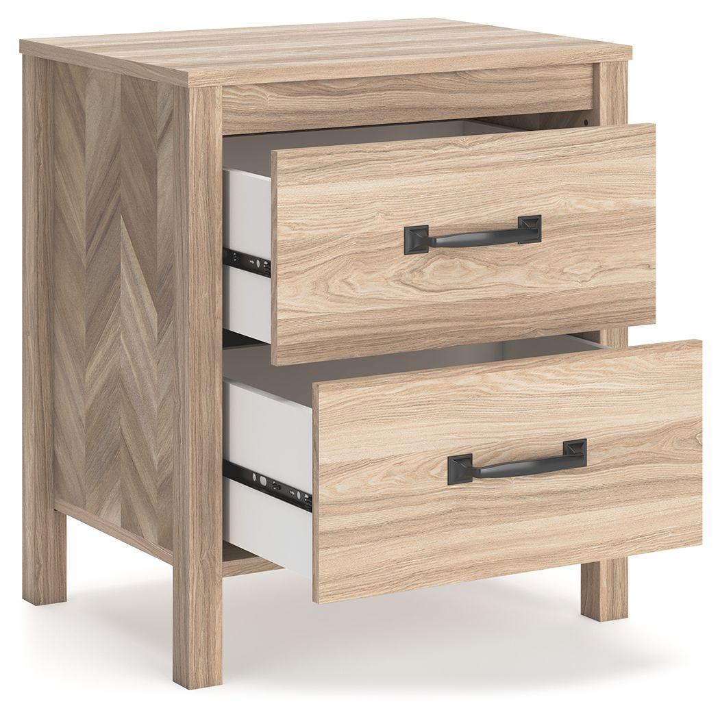 Battelle - Tan - Two Drawer Night Stand by Signature Design by Ashley® | Bel Furniture