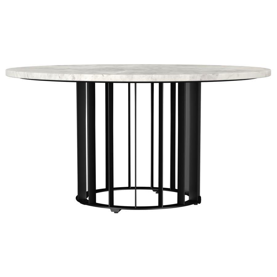 Haven - Round Genuine White Marble Top Table Black Coffee Tables by Coaster Fine Furniture | Bel Furniture