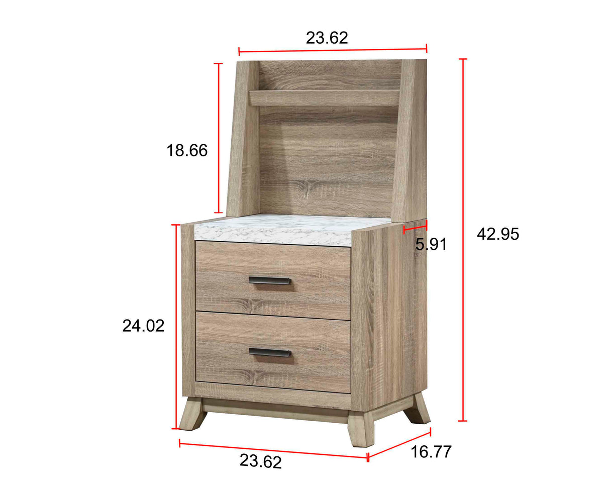 Tilston - Nightstand With Wall Panel - Natural by Crown Mark | Bel Furniture