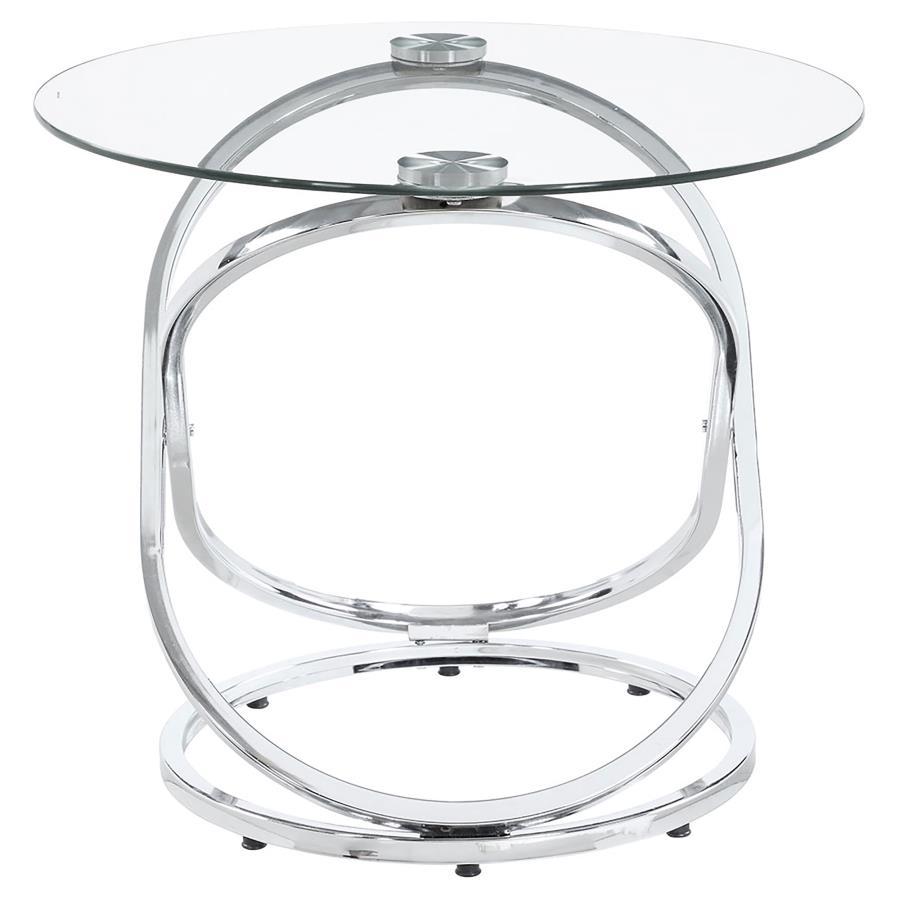 Warren - 3 Piece Oval Glass Top Coffee Table Set - Chrome by CoasterEssence | Bel Furniture