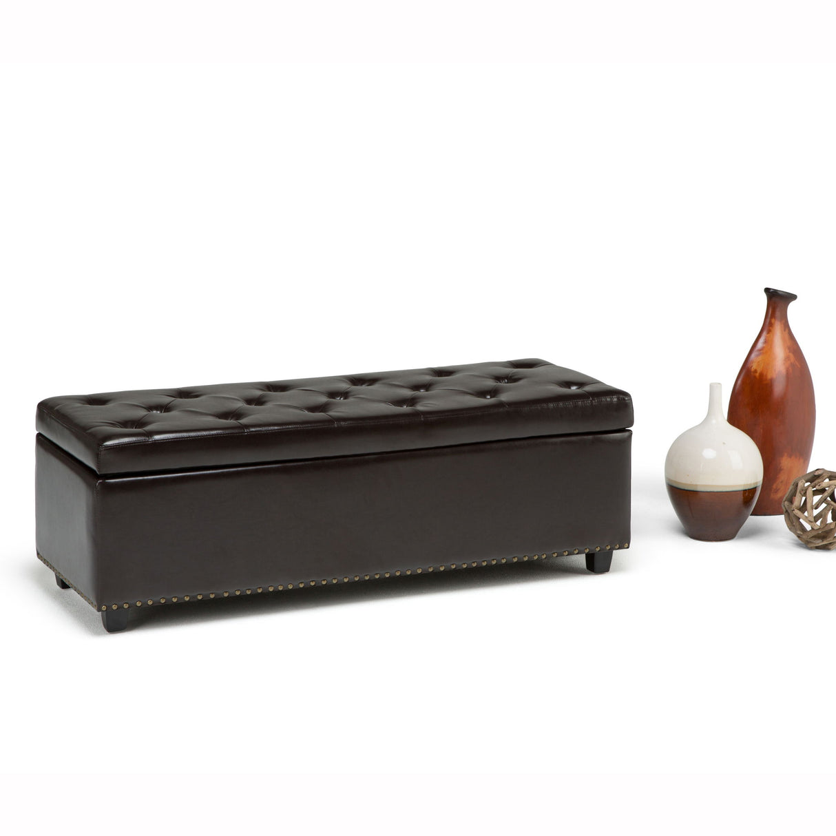 Hamilton - Storage Ottoman - Coffee Brown by Simpli-Home | Bel Furniture