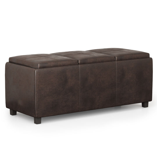 Avalon - Storage Ottoman - Distressed Brown by Simpli-Home | Bel Furniture